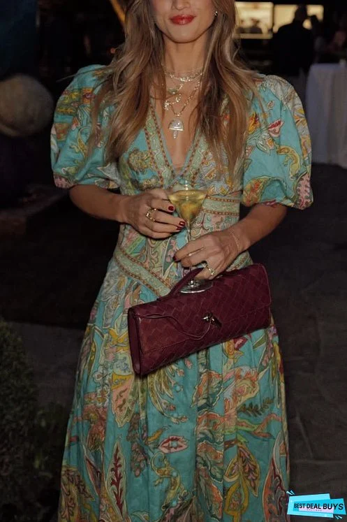 Meridress V Neck Puff Sleeves Unique Print Swing Maxi Dress