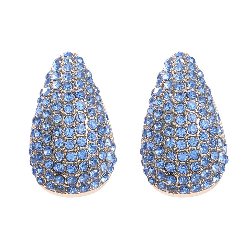 Vintage Colorful Rhinestone Chunky Dome Stud Earrings for Women Luxury Crystal Zircon Chubby Water Drop Earrings Wedding Jewelry