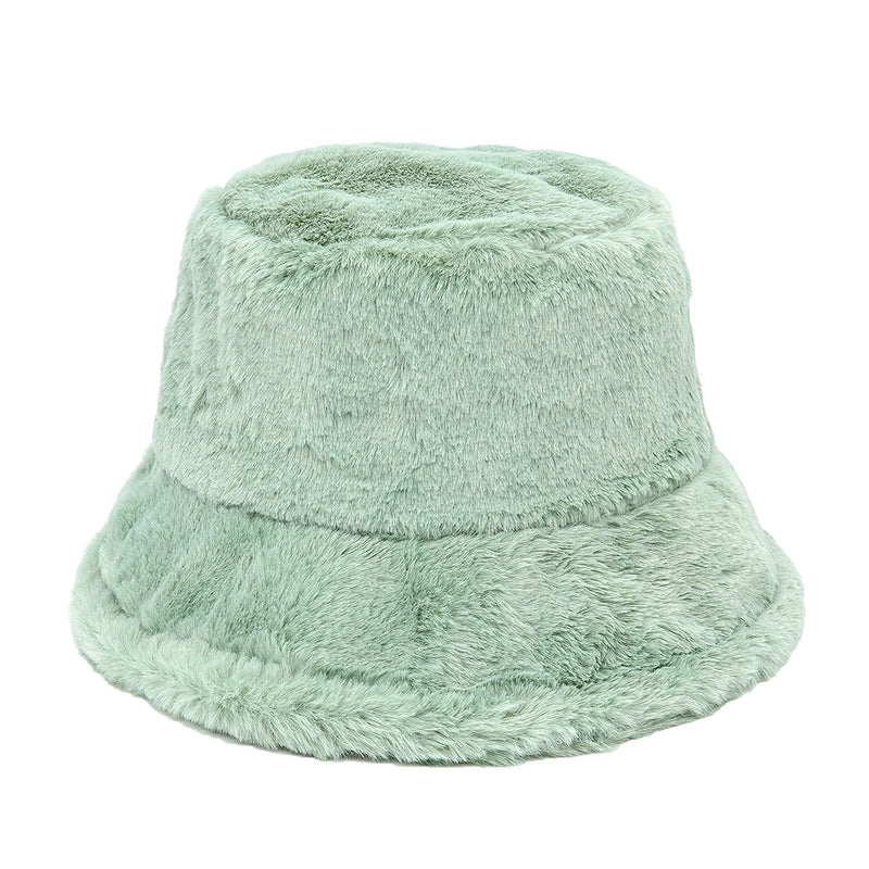 Autumn And Winter Hat Women’s New Rabbit Velvet Fisherman Hat Solid Color Candy Color Warm Thick Plush Basin Hat Japanese Fashion