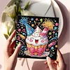 (US Local)6Pcs Birthday Cake DIY Diamond Painting Card Diamond Drawing Card for Friends