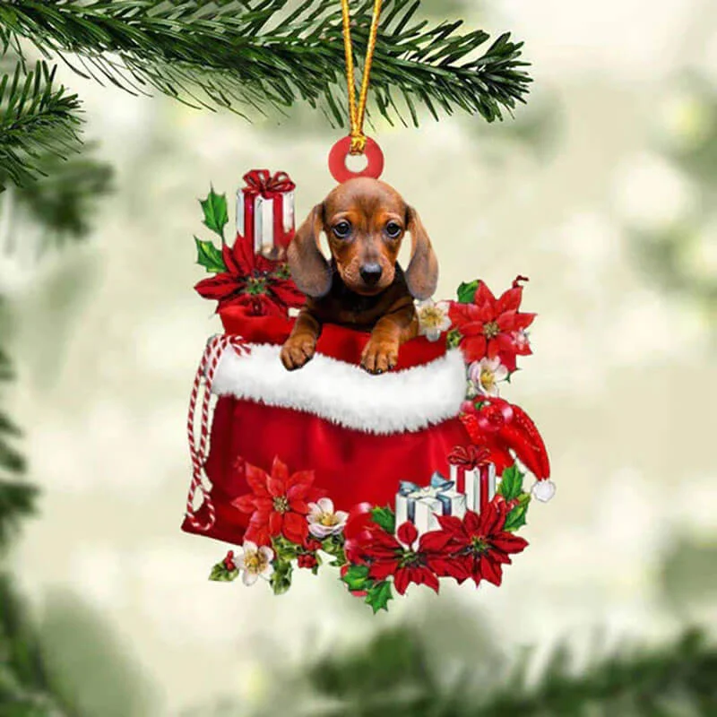 VigorDaily Dachshund In Gift Bag Christmas Ornament GB081