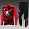 Joyfball 2024/2025 AC Milan Half-Pull Training Suit Red and Black Jersey 1:1 Thai Quality Set