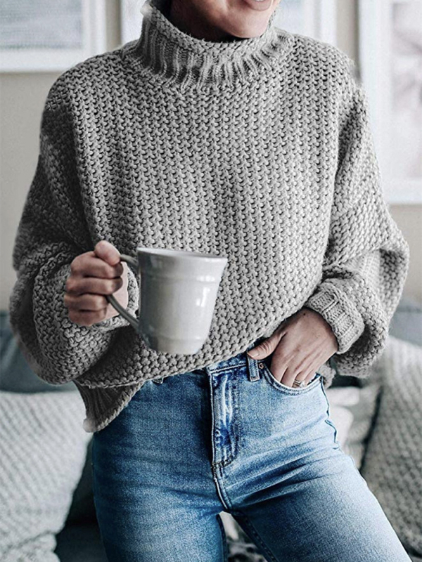 Mature Women Fashion Cozy Cotton Knit Autumn-Winter Sweater