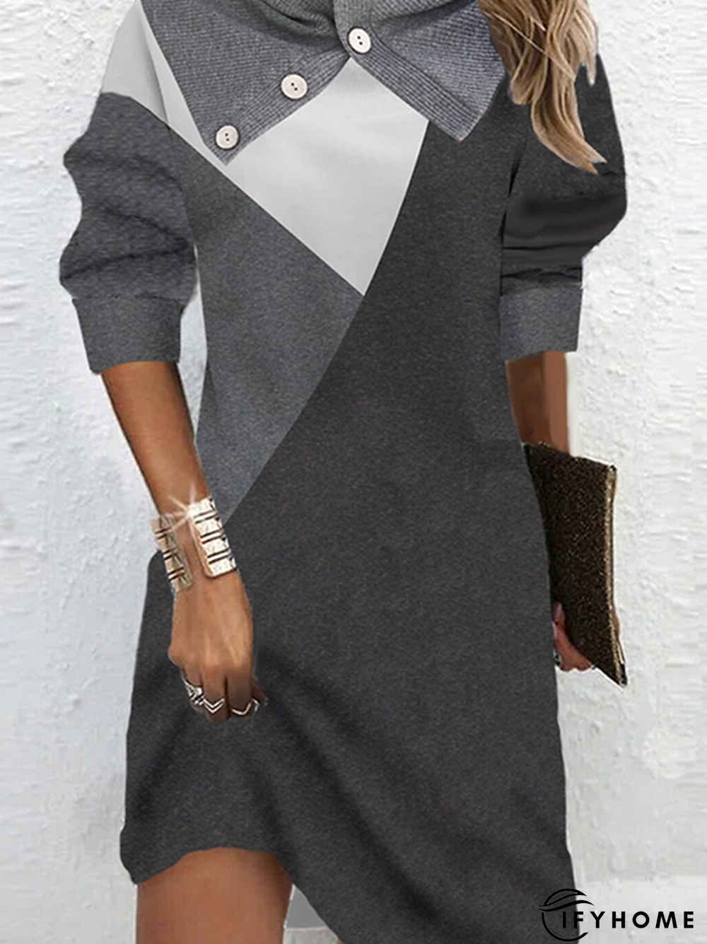 Color Block Casual Jersey Dress | IFYHOME