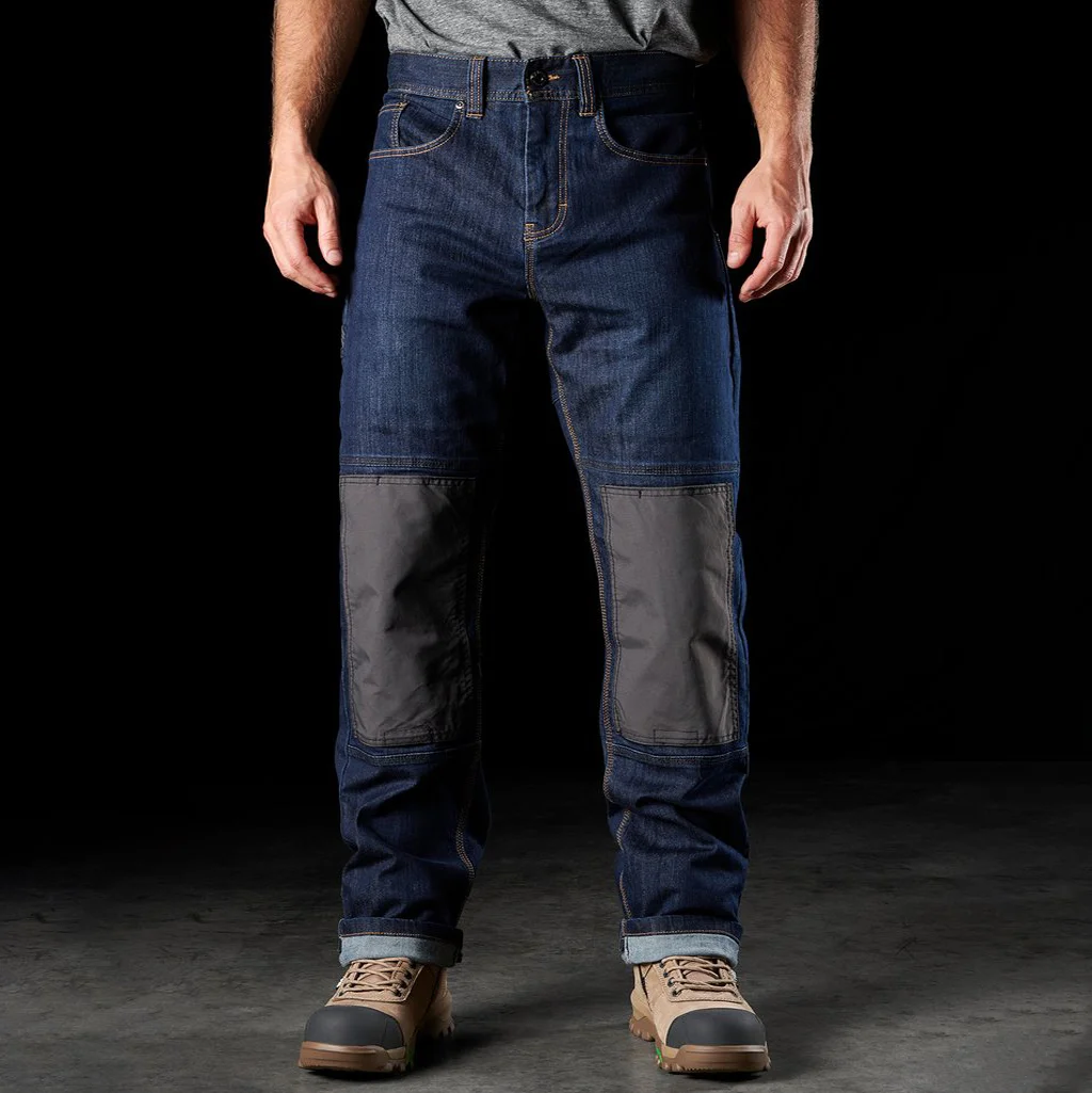 Men's Outdoor Sports Denim Patchwork Multi-pocket Tactical Jeans