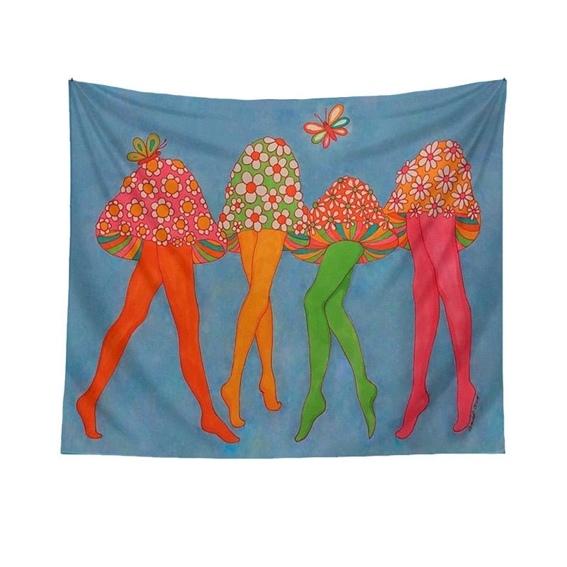 Mushroom Tapestry The mushroom dance Wall Hanging vintage 80S poster Psychedelic Wall Art background Tapestries Art Wall Decor