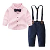Kid Baby Boys Gentleman Baptism Bowtie Suspender Outfits 2 Pcs