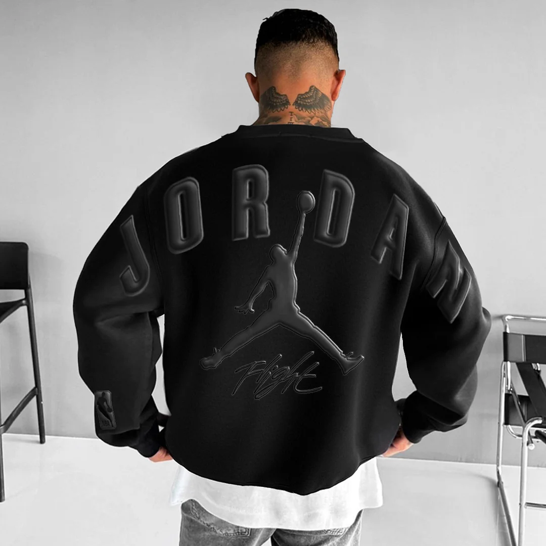 Unisex Oversized Jumpman Basketball Print Crew Neck Sweatshirt