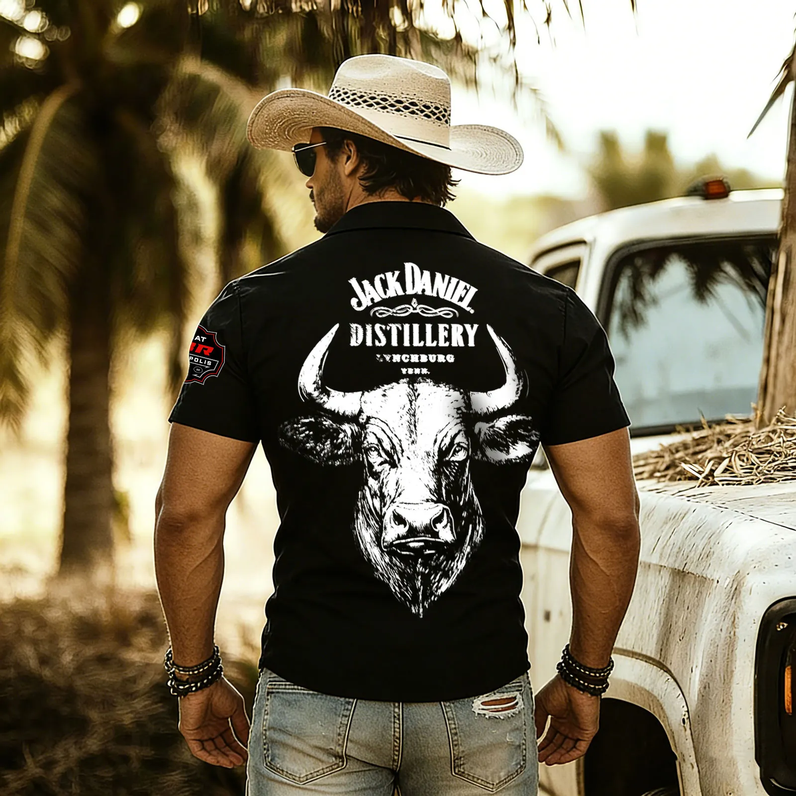 Men's Western-style Short-sleeved Shirt With Appliqu&eacute; Design