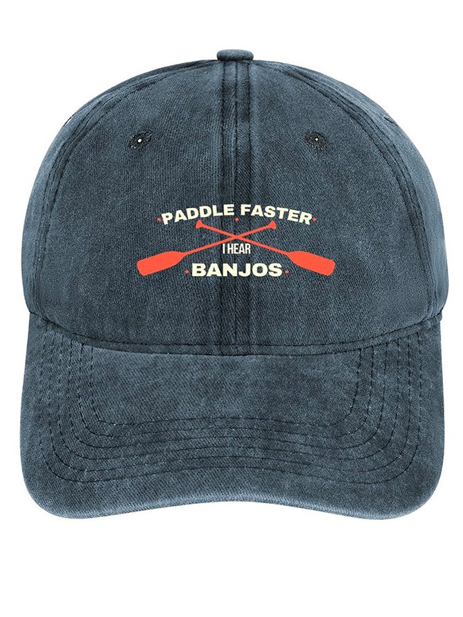 Men's /Women's Paddle Faster I Hear Banjos Graphic Printing Regular Fit Adjustable Denim Hat