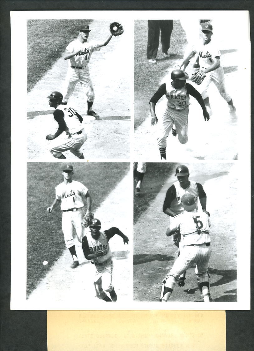 Cannizzaro Charley Smith Andre Rodgers Run Down 1965 Wire Photo Poster painting Mets vs Pirates