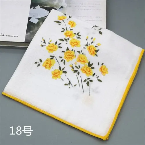 Handkerchiefs Women Kawaii Printing Simple Square Towel Pocket Elegant All-match Womens Leisure Female Cute Handkerchief Cotton