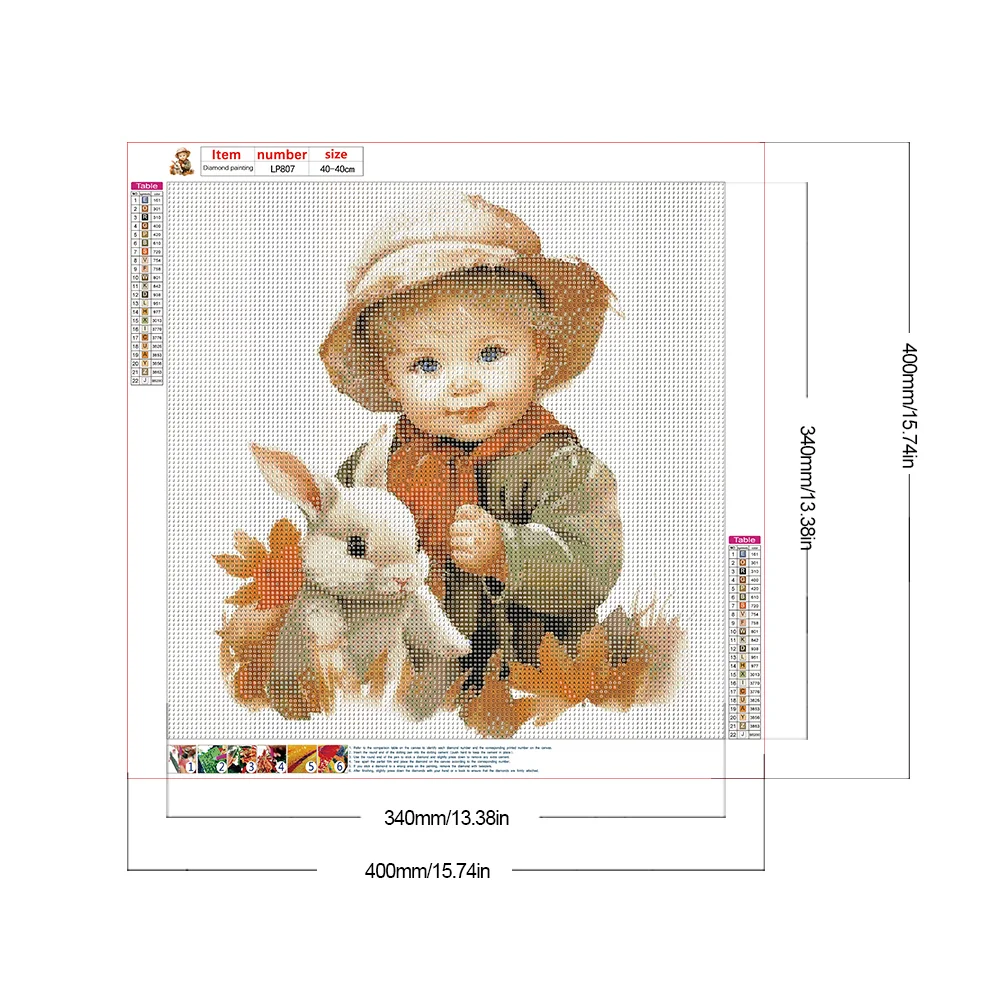 Diamond Painting - Full Round Drill - Harvest Farm Kid(Canvas|40*40cm)