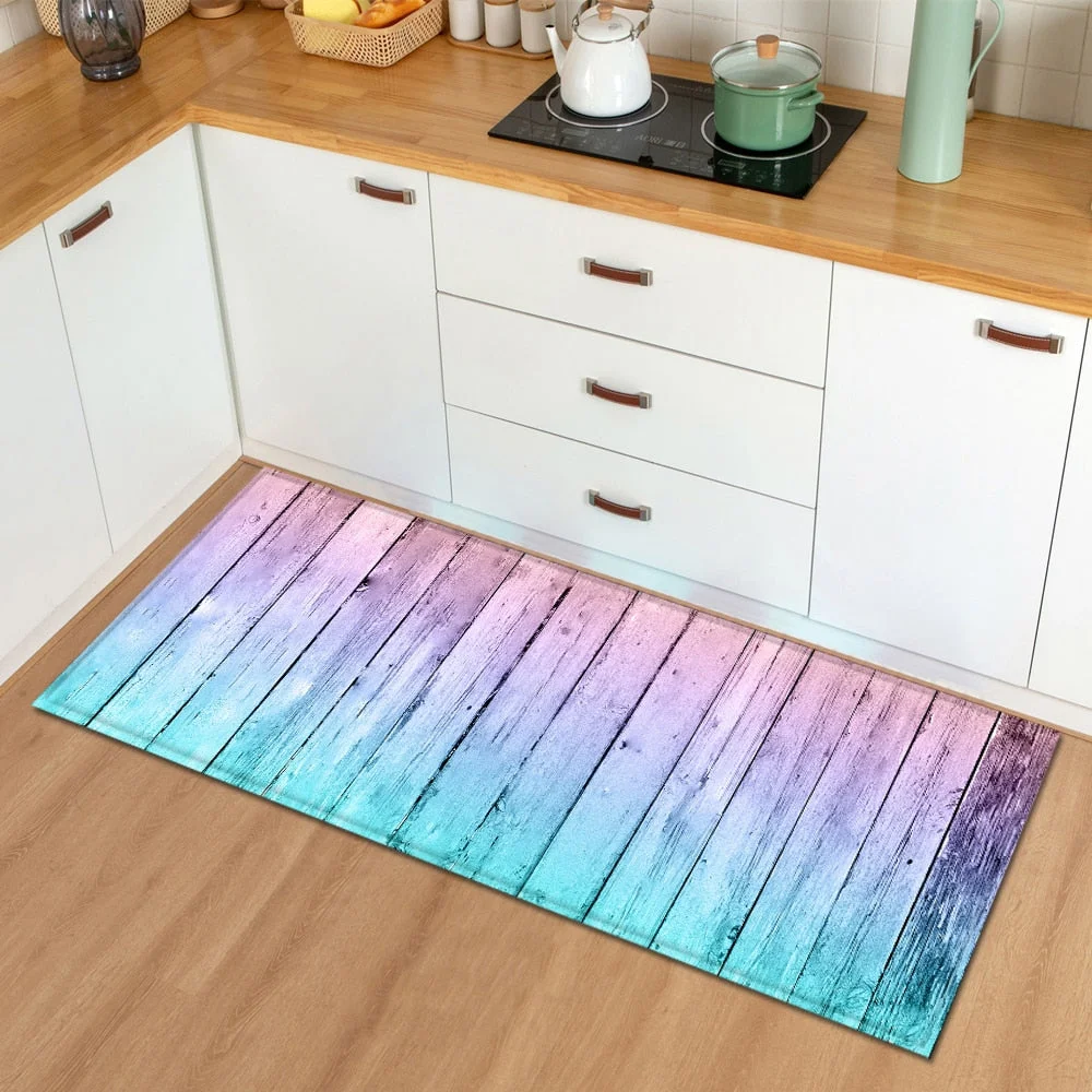 Modern Kitchen Mat  Bedroom Entrance Doormat Wood grain Home Hallway Floor Decoration Living Room Carpet Bathroom Anti-Slip Rug