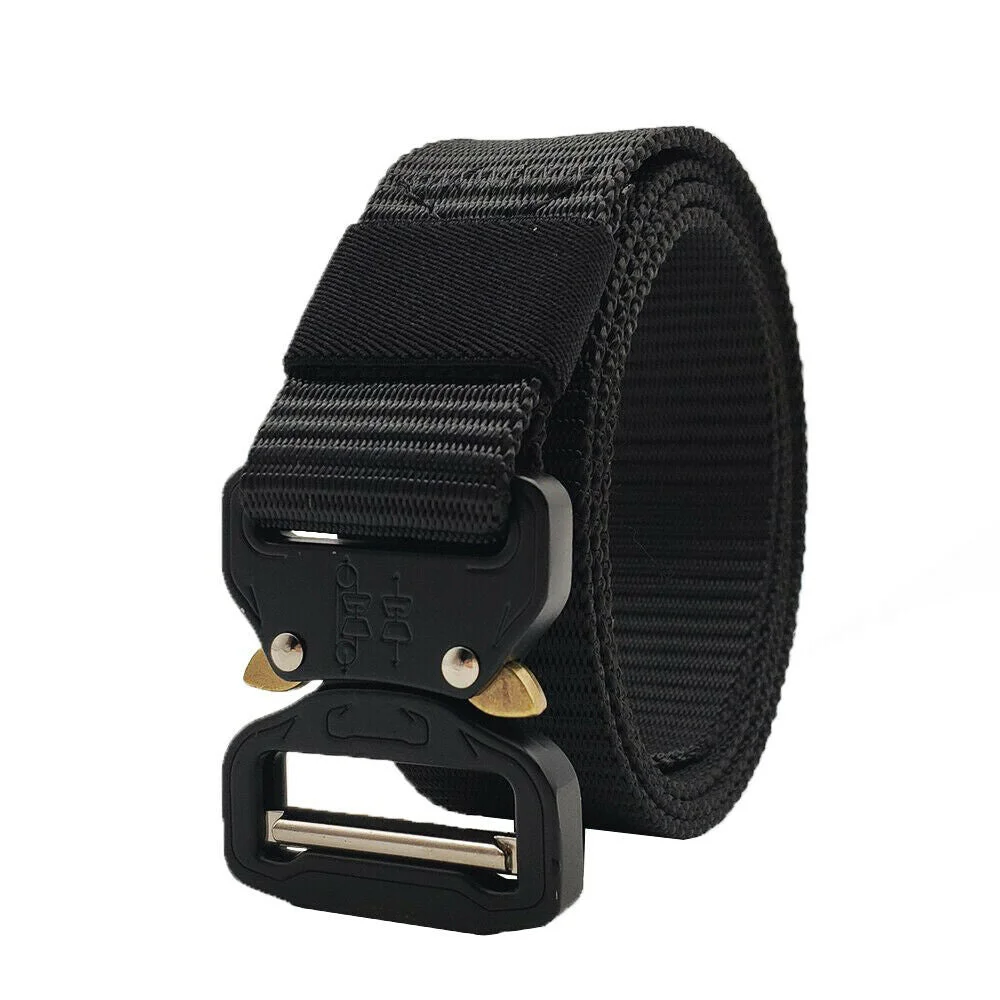 New Men's Nylon Outdoor Tactical Belts Military Waist Belt with Metal Buckle Adjustable Heavy Duty Training Waist Belt