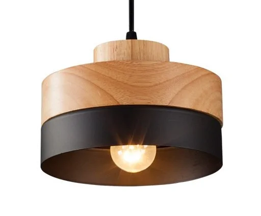 Nordic Solid Wood Lamp Simple Dining Table Pendant Lights Personality E27 Creative Living Room Bedroom Balcony Lamp With Bulb