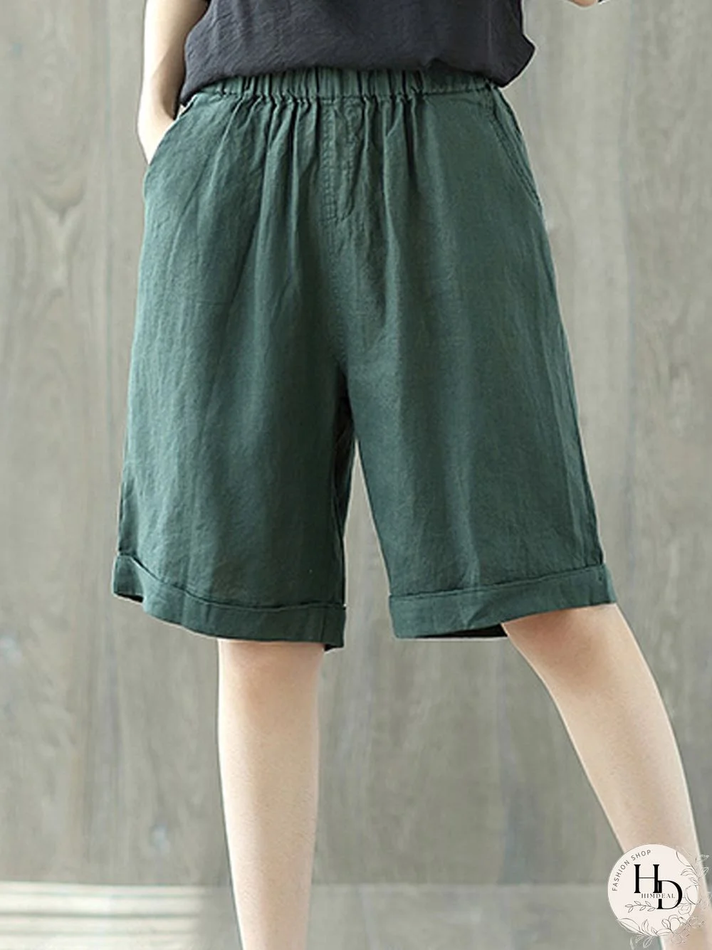 Cotton And Linen Solid Color Loose Shorts