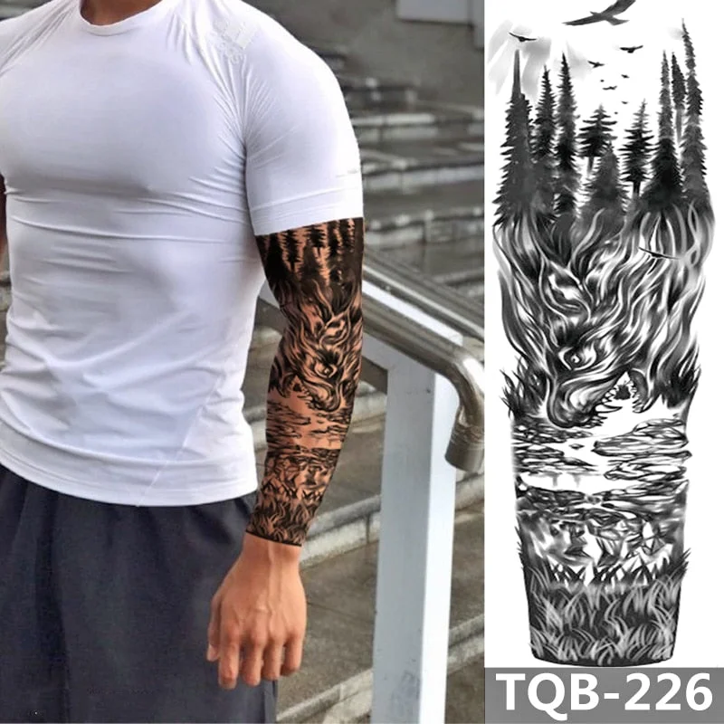 Waterproof Temporary Tattoo Sticker Totem Mechanical Full Arm Large Size Sleeve Tatoo Fake Tatto Flash Tattoos For Men Women
