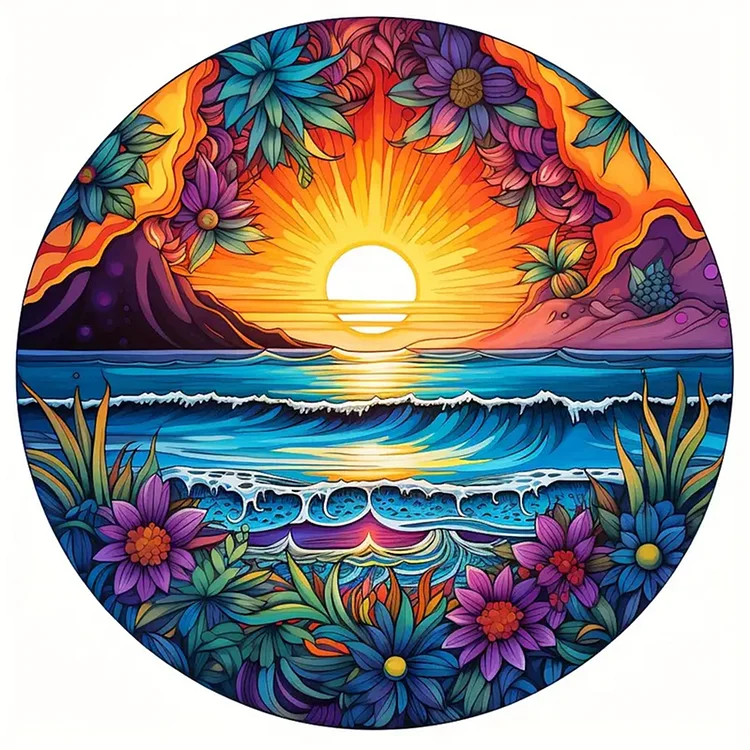 Color Seaside Landscape 30*30CM (Canvas) Full Round Drill Diamond Painting gbfke