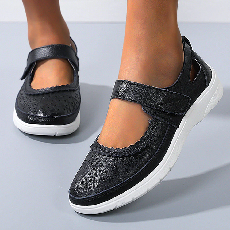 Womens Ladies Genuine Leather Mary Jane Touch Fastening Slip On Casual Summer Sandals Pumps Shoes shopify Stunahome.com