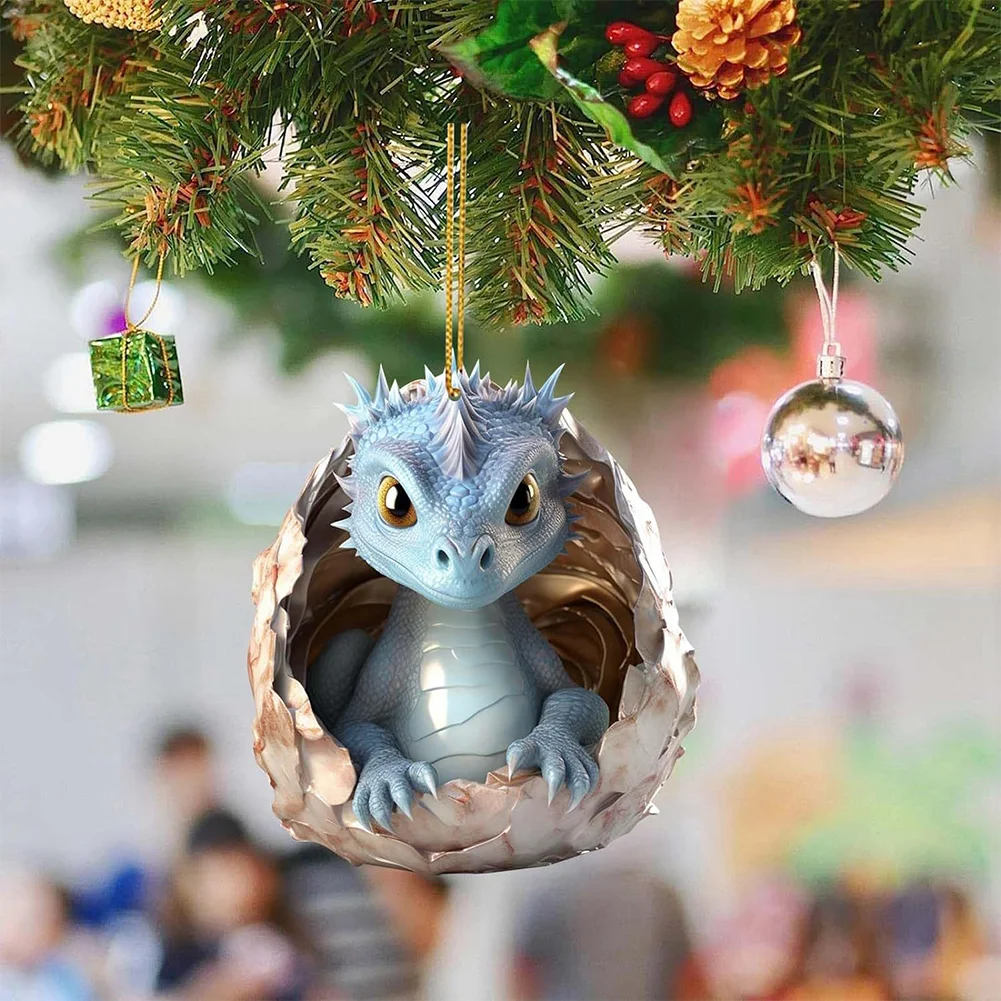 Christmas Dragon Baby Egg Ornaments Acrylic Dragon Egg Pendants for Car Backpack