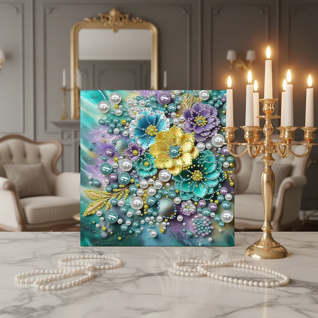 Fresh Flowers - DIY Pearl Diamond Art Kit With Frame 30*30cm