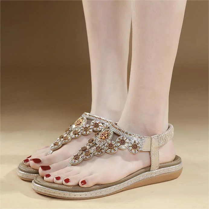 Women's Flat Bottomed Clip On Rhinestone Comfortable On Cloud Sandals SIKETU Stunahome.com