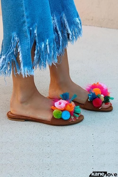 Fruits Pom Poms Slipper