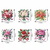 (US Local)6Pcs Acrylic Bouquet Diamond Painting Fridge Stickers for Fridge Whiteboards