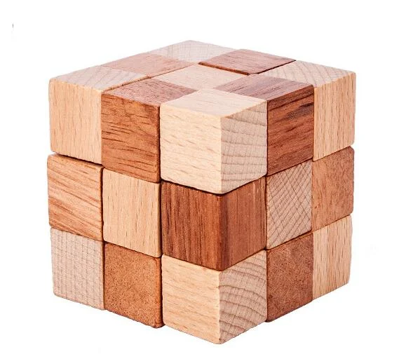 Classic IQ Wooden Cube Puzzle Mind Brain Teaser Educational Wood Game for Children Adults