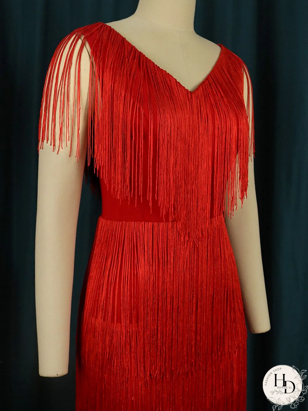 Orange Tassel Dresses V Neck Sleeveless High Waist Fringe Cocktail Evening Birthday Party Gowns OutfitsFor Women Summer