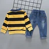 Kid Baby Boy Striped Long Sleeve Top + Bottoms 2 Pcs Set