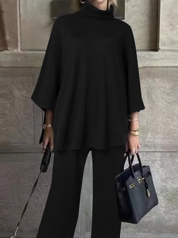 Ladies High Leader Top Wide Leg Trousers Casual Two-piece Set