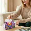 (24cm)Diamond Art Tissue Box Cover DIY PU Desktop Organizer Large(Butterfly)