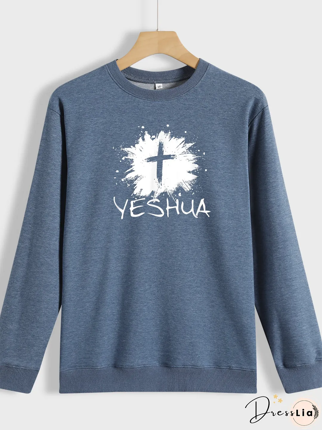 Men's Long Sleeve Sweatshirt Jesus Cross Print on Sweatshirt Top Gifts for Dad Father
