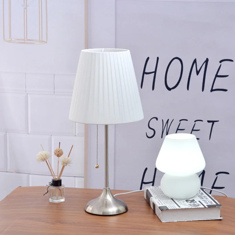 Nordic Design White Pleated Table Lamp For Bedroom