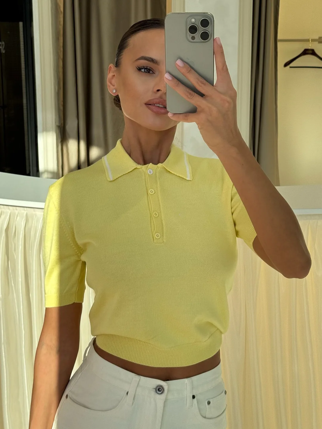 Athvotar Athvotar Collar Single-Dcupine Dopamine Knitted Girl Polo Shirt Small Group Of Women's Style Women's Style