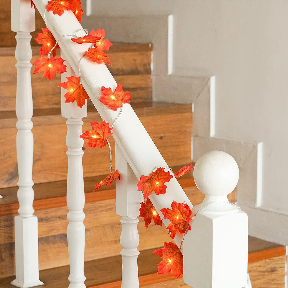 Tegooe Battery Powered Maple Leaf LED String Lights - Fall Holiday Decor