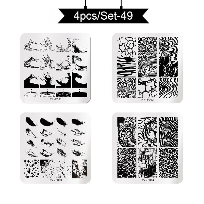 PICT YOU Stamping Plates Kits Striped Line Flowers Stamp Plate Tropical Geometry Lace Halloween Pumpkin Nail  Image Plate-Nail Inspo