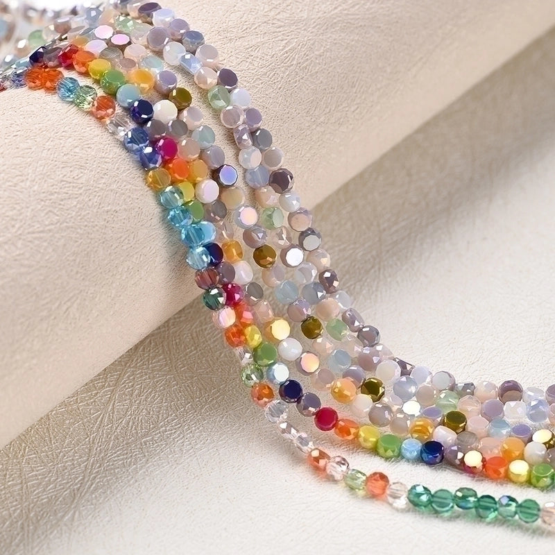 1 Strand/Package 4x2.5mm Hole Under 1mm Glass Electroplate Glass Beads Colorful Simple Beads