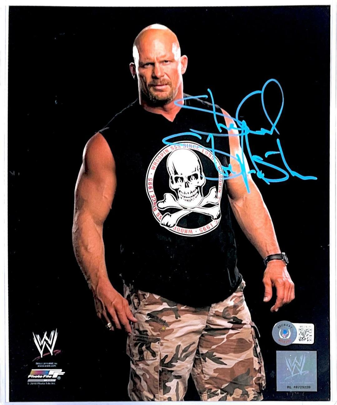 WWE STONE COLD STEVE AUSTIN HAND SIGNED 8X10 Photo Poster painting WITH BECKETT WITNESS COA 1