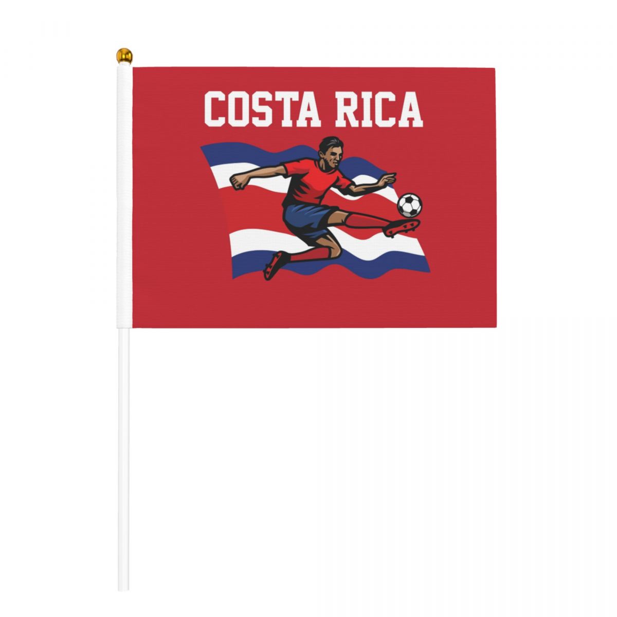 Costa Rica Soccer Player Hand Held Small Miniature Flags on Stick