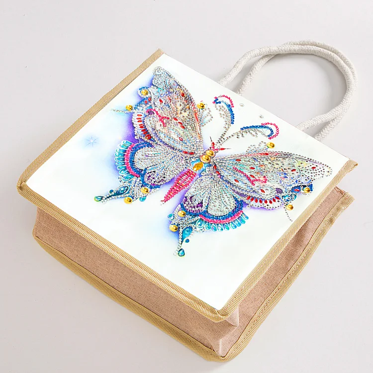 5D Diamond Painting kit Tote Bag Art DIY Diamond Painting Handbag for  Students Kids School Office (Flowers and Butterflies Pattern)