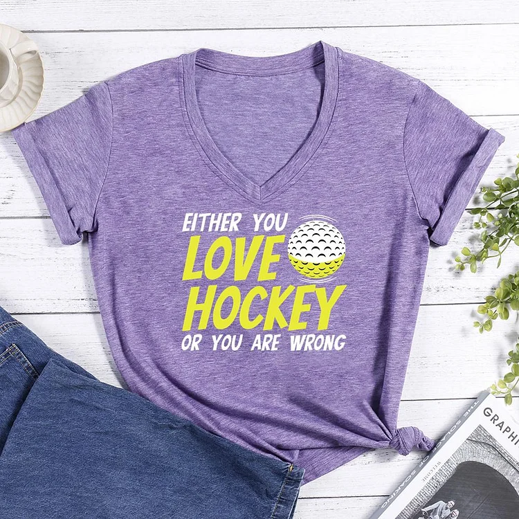 Hockey Player V-neck T Shirt-Annaletters