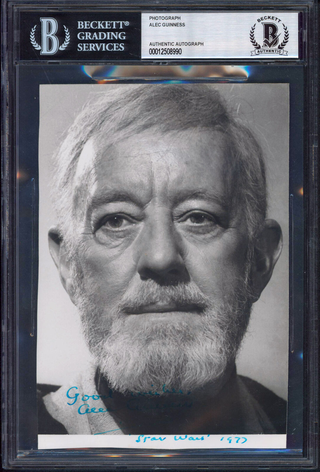 Star Wars Alec Guinness Authentic Signed B&W 5x7 Obi-Wan Kenobi Photo Poster painting BAS Slab