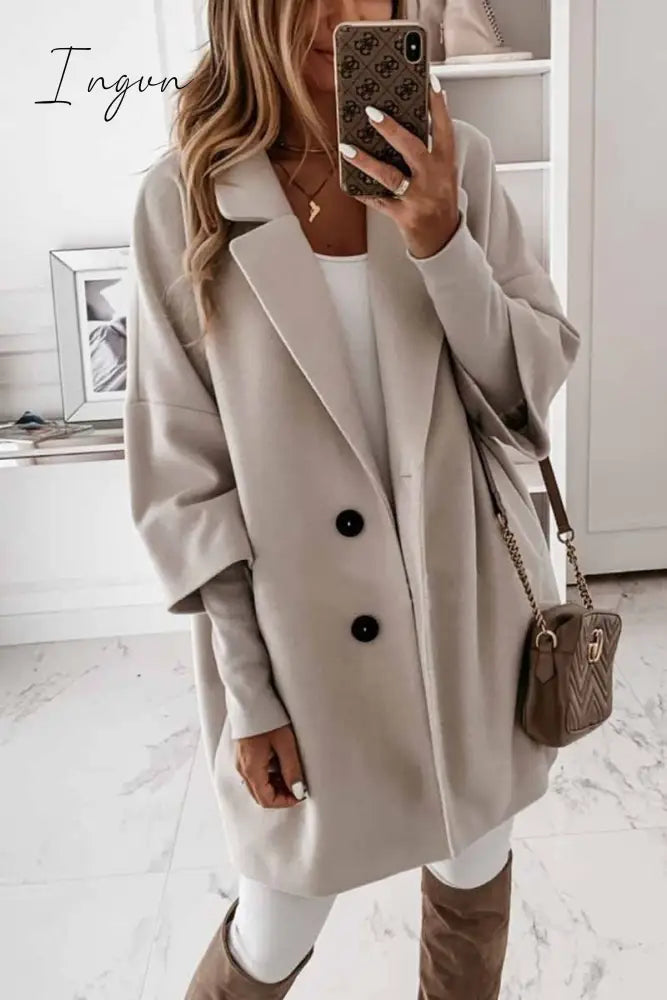 Ingvn - Stylish Design With Pocket And Buttons Coat S / Gray Tops