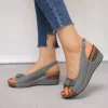 Women's round head fish mouth wedge sandals