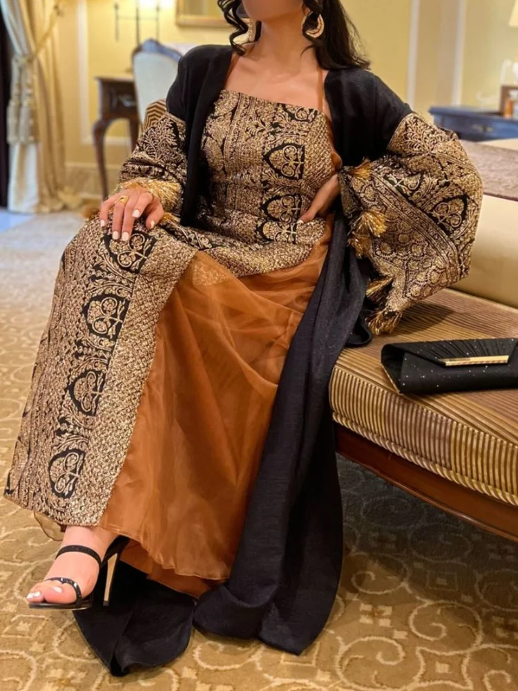 Ramadan Embroidered Dress + Cardigan Set