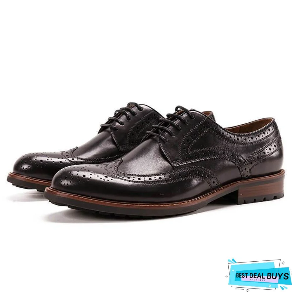 Men's Business Cow Leather Brogue Shoes