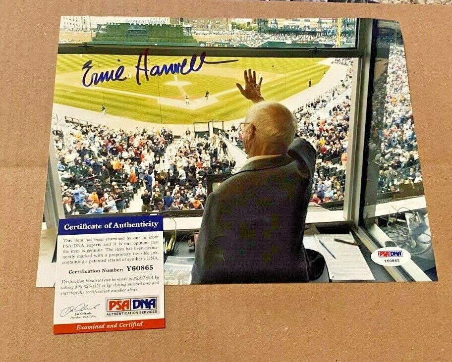 ERNIE HARWELL DETROIT TIGERS BROADCASTER SIGNED 8X10 Photo Poster painting PSA/DNA CERT